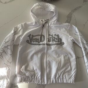 Von Dutch White jacket with Embellished Logo